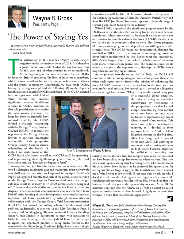 The Power of Saying Yes - Greenberg Gross LLP