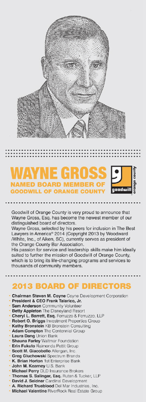 Wayne Gross Named Board Member of Goodwill of Orange County